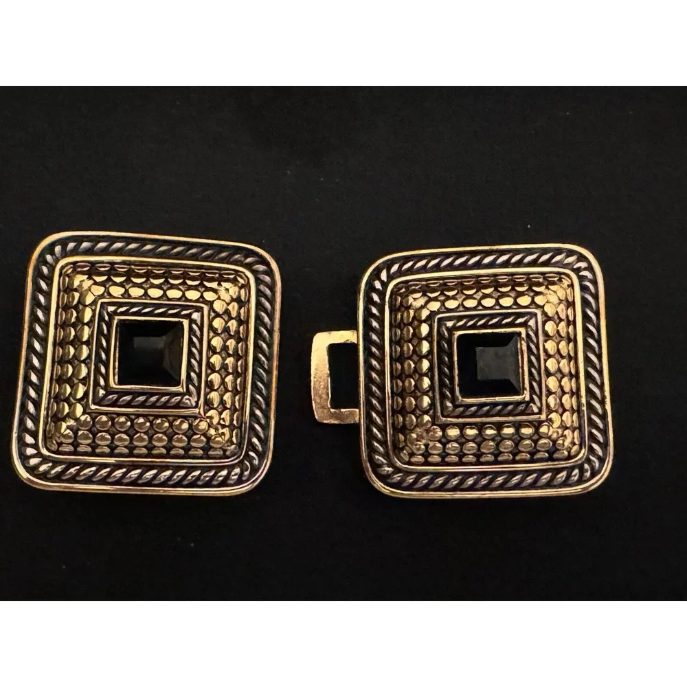 Vintage Paquette Mixed Metal‎ 2 Piece Interlocking Belt Buckle Rhinestone